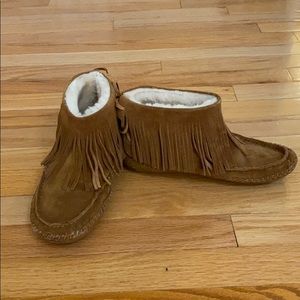 Tory Burch Brown Fringe Booties